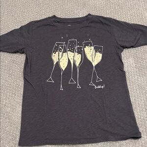 Graphic Tee with Champagne Glasses Design